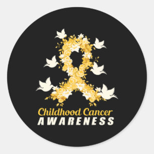 Sticker Rond Sensibilisation au cancer chez les enfants Oiseaux