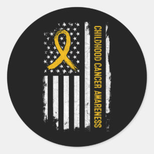 Sticker Rond Sensibilisation au cancer de l'enfance Drapeau amé