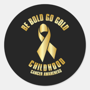 Sticker Rond Sensibilisation au cancer de l'enfance Ruban d'or