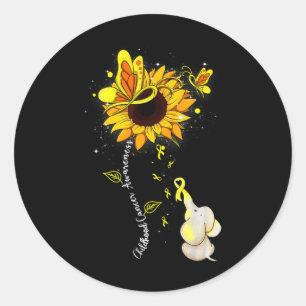 Sticker Rond Sensibilisation au cancer de l'enfance Tournesol E