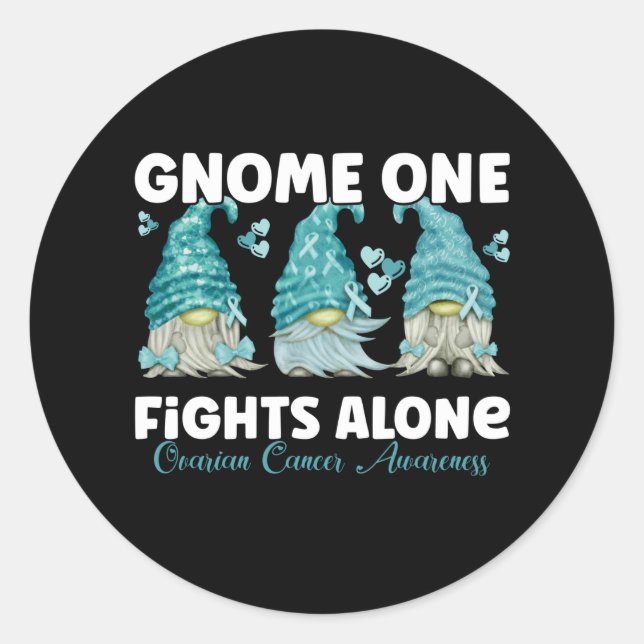 Sticker Rond Sensibilisation au cancer de l'ovaire Gnome du rub (Devant)