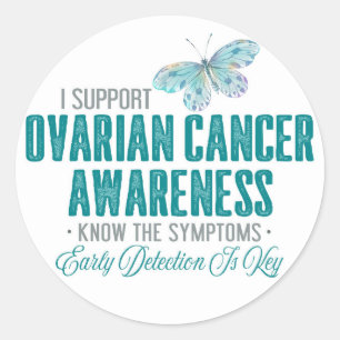 Sticker Rond Sensibilisation au cancer de l'ovaire   Papillon T