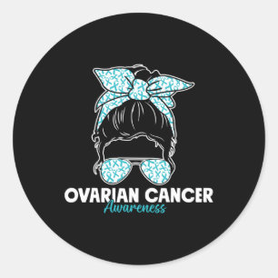 Sticker Rond Sensibilisation au cancer de l'ovaire Turquoise So
