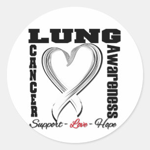 Sticker Rond Sensibilisation au cancer du poumon Ruban cardiaqu