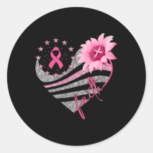Sticker Rond Sensibilisation au cancer du sein Fleur du soleil 