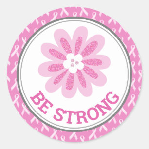 Sticker Rond Sensibilisation au cancer du sein Fleur Parties sc
