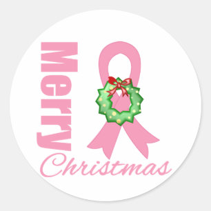 Sticker Rond Sensibilisation au cancer du sein Joyeux ruban de 