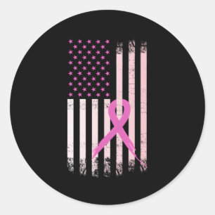 Sticker Rond Sensibilisation au cancer du sein K Ruban American