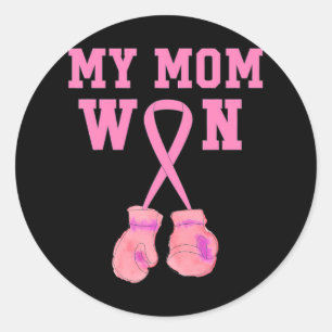 Sticker Rond Sensibilisation au cancer du sein Ma mère gagne du