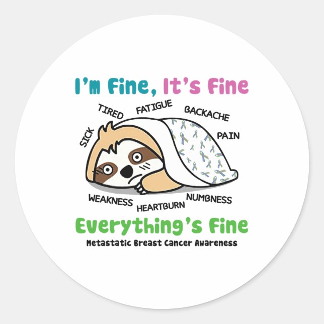 Sticker Rond Sensibilisation au cancer du sein métastatique Je  (Devant)