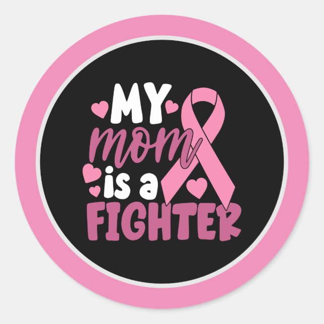 Sticker Rond Sensibilisation au cancer du sein Pink MyMom est u (Devant)