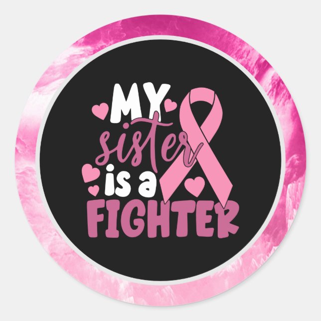 Sticker Rond Sensibilisation au cancer du sein rose Mon frère (Devant)
