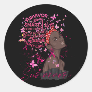 Sticker Rond Sensibilisation au cancer du sein Survivante Black