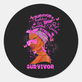 Sticker Rond Sensibilisation au cancer du sein Survivante Femme