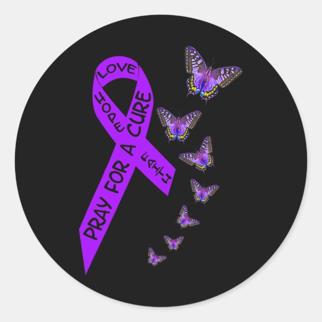Sticker Rond Sensibilisation au cancer pancréatique papillon fé (Devant)