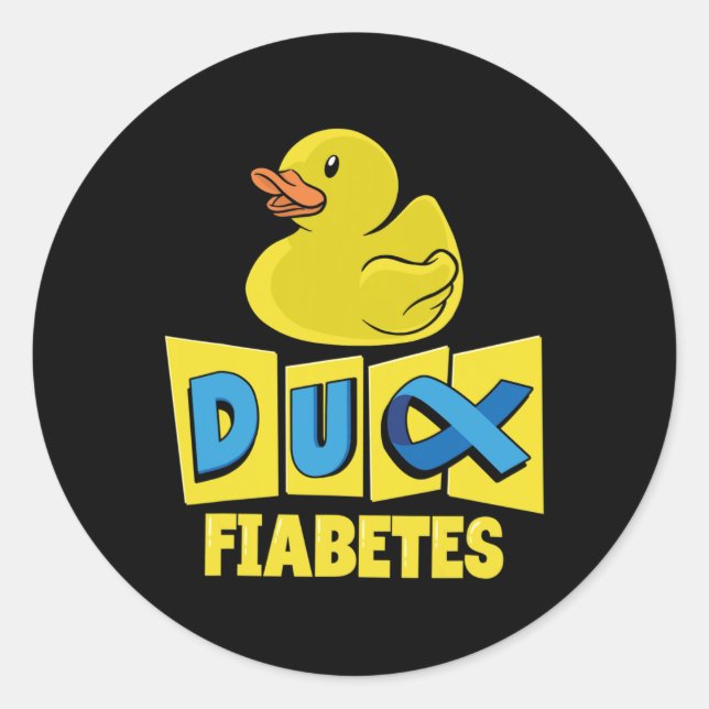Sticker Rond Sensibilisation au diabète de canard amusant (Devant)