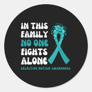 Sticker Rond Sensibilisation au mutisme sélectif Famille Turquo