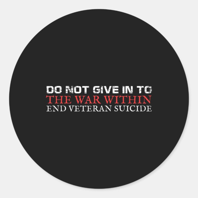Sticker Rond Sensibilisation au suicide chez les vétérans (Devant)