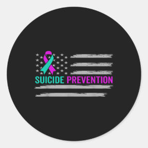 Sticker Rond Sensibilisation au suicide États-Unis drapeau amér