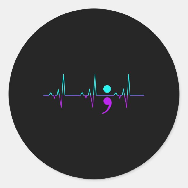 Sticker Rond Sensibilisation au suicide Heartbeat Happy Ribbon  (Devant)