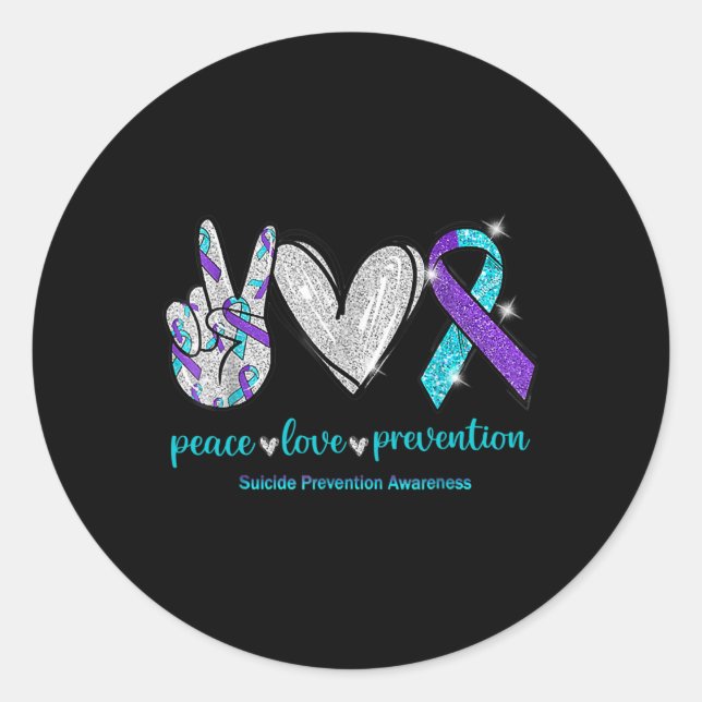 Sticker Rond Sensibilisation au suicide Paix Amour Prévention 1 (Devant)