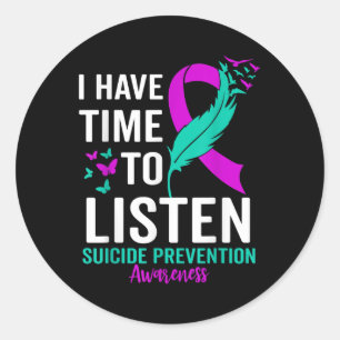 Sticker Rond Sensibilisation au suicide Ruban Santé mentale Sui