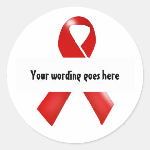 Sticker Rond Sensibilisation au virus du sida au ruban rouge  P