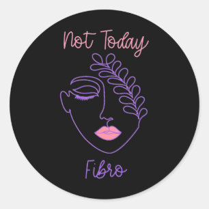 Sticker Rond Sensibilisation Fibro violet femme Face Line Art