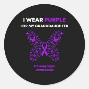 Sticker Rond Sensibilisation - Je Porte Du Violet Pour Ma Petit