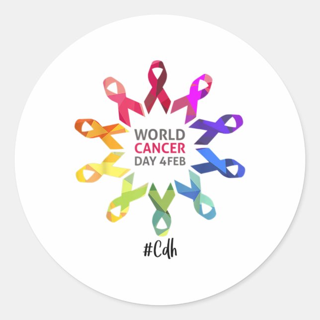 Sticker Rond Sensibilisation Journée Mondiale Du Cancer Cdh Sen (Devant)