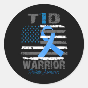 Sticker Rond Sensibilisation mondiale au diabète Ruban bleu T1D