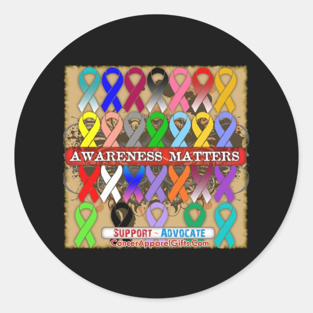 Sticker Rond Sensibilisation - Rubans contre le cancer (Devant)