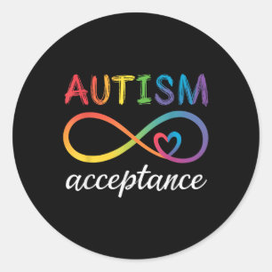 Sticker Rond Sensibilisation sur l'autisme Acceptation Infinity
