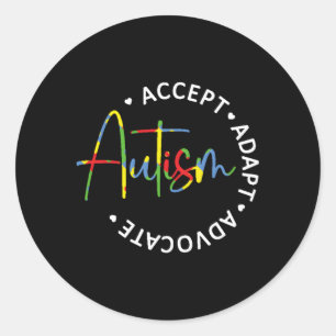 Sticker Rond Sensibilisation sur l'autisme Accepter Adapt Advoc