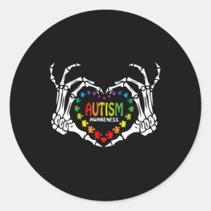 Sticker Rond Sensibilisation sur l'autisme Amour Coeur Puzzle P