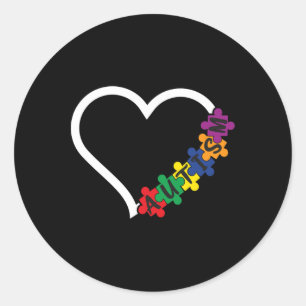 Sticker Rond Sensibilisation sur l'autisme Coeur Puzzle Pièce S