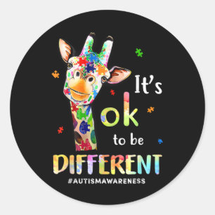 Sticker Rond Sensibilisation sur l'autisme Cute Giraffe Animal 