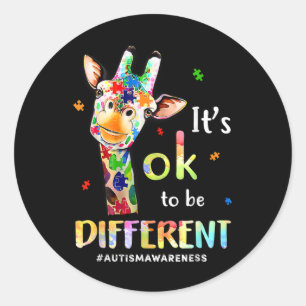 Sticker Rond Sensibilisation sur l'autisme Cute Giraffe Animal 