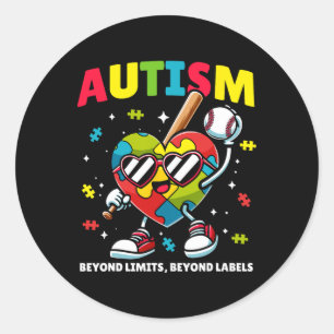 Sticker Rond Sensibilisation sur l'autisme de baseball Puzzle c