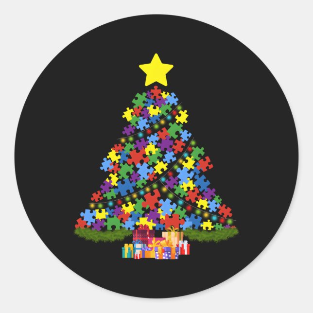 Sticker Rond Sensibilisation sur l'autisme de l'arbre de l'auti (Devant)
