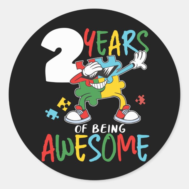 Sticker Rond sensibilisation sur l'autisme fille garçon de 2 an (Devant)