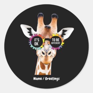 Sticker Rond Sensibilisation sur l'autisme Giraffe C’est bon d’