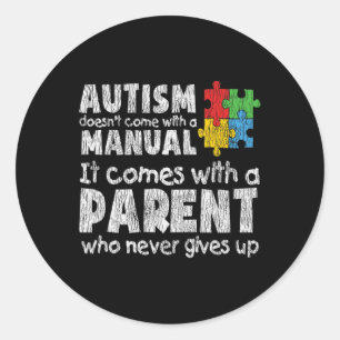 Sticker Rond Sensibilisation sur l'autisme Maman Papa Parents A