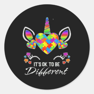 Sticker Rond Sensibilisation sur l'autisme Masque Unicorne C'es