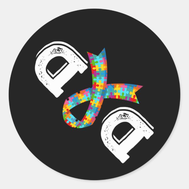 Sticker Rond Sensibilisation sur l'autisme Papa Père Acceptatio (Devant)