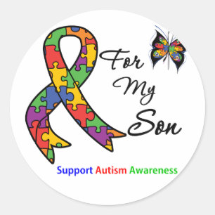 Sticker Rond Sensibilisation sur l'autisme Pour Mon Fils