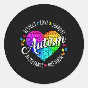 Sticker Rond Sensibilisation sur l'autisme Respect du coeur Amo