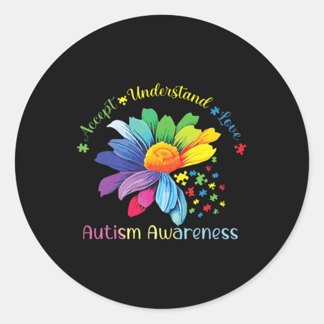 Sticker Rond Sensibilisation sur l'autisme Sunflower Accepter C (Devant)