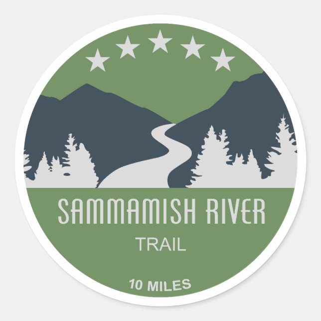Sticker Rond Sentier de la rivière Sammamish Washington (Devant)
