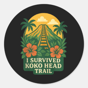 Sticker Rond Sentier Koko Head Hawaii Oahu Hawaïen Randonnée Ma